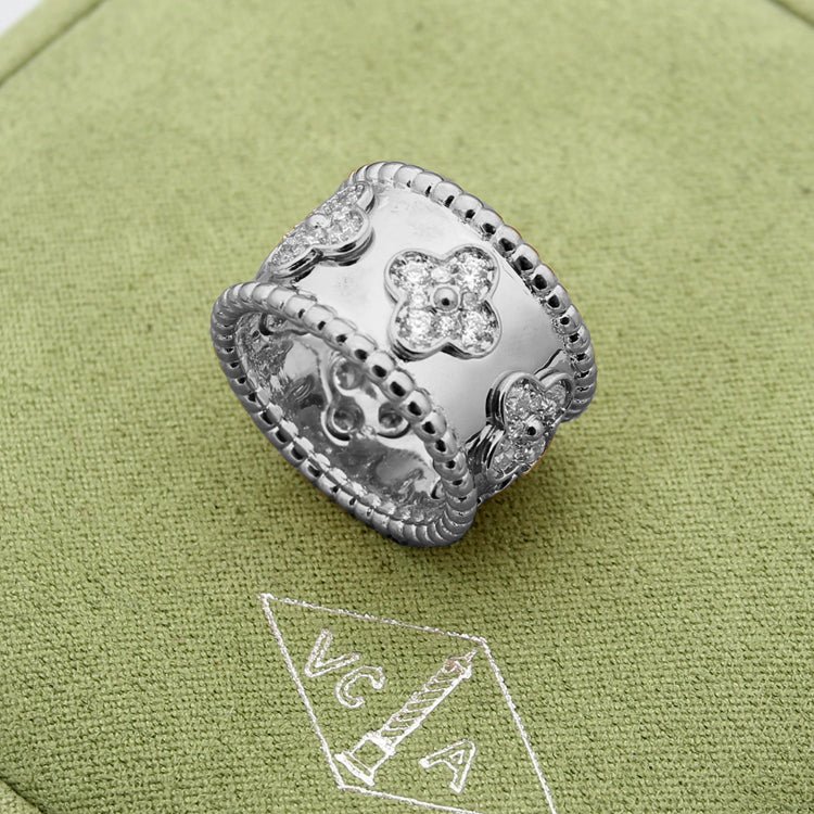Kaleidoscope Clover Full Paved Zircon Wide Band Ring - Image 6