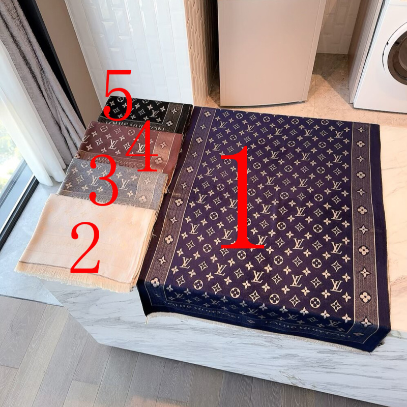 LV Navy Blue Monogram Print Square Scarf