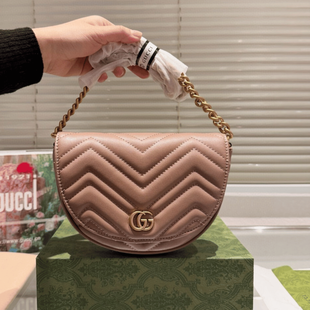 Alternative view of Gucci Gg Marmont Saddle Bag Nude 7.9 Inches