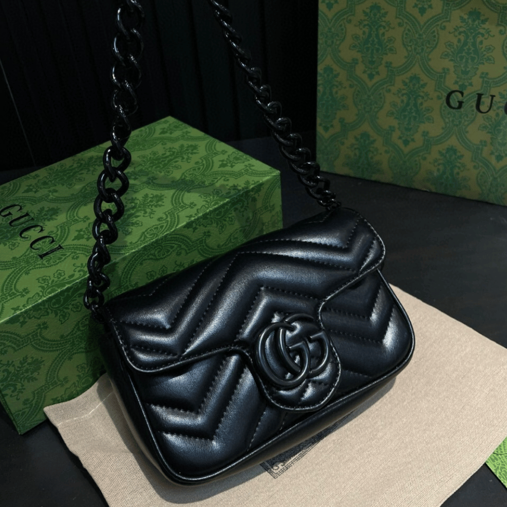 Alternative view of Gucci Gg Marmont Mini Chain Shoulder Bag Black 6.3 Inches