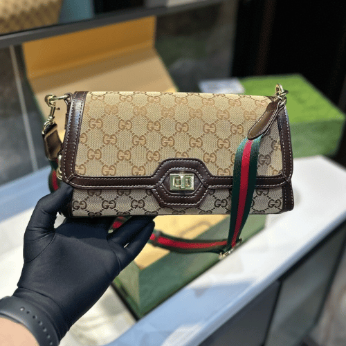 Alternative view of Gucci Ophidia Gg Supreme Flap Shoulder Bag Brown 10.6 Inches