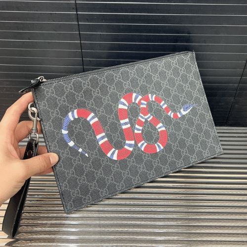 Alternative view of Gucci Kingsnake Gg Supreme Clutch Bag Black 11.4 Inches