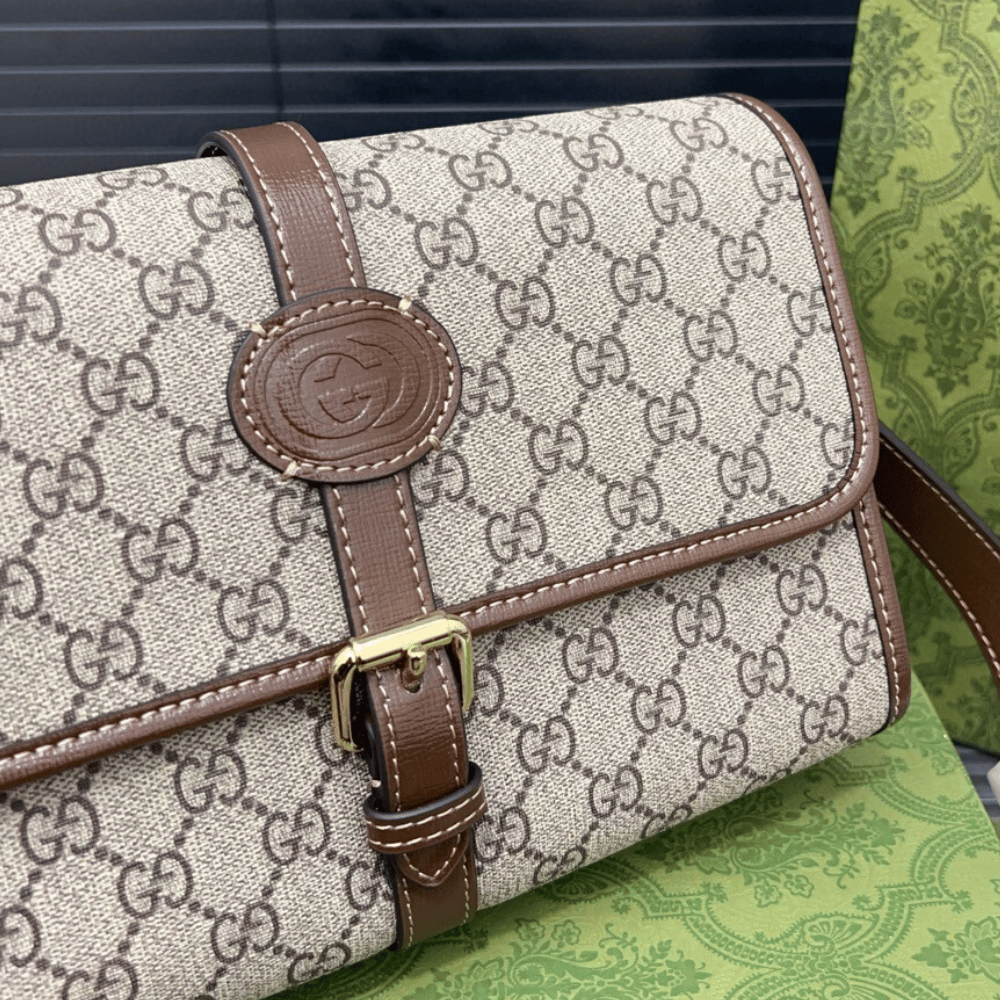 Alternative view of Gucci Gg Supreme Flap Messenger Bag Beige 9.8 Inches