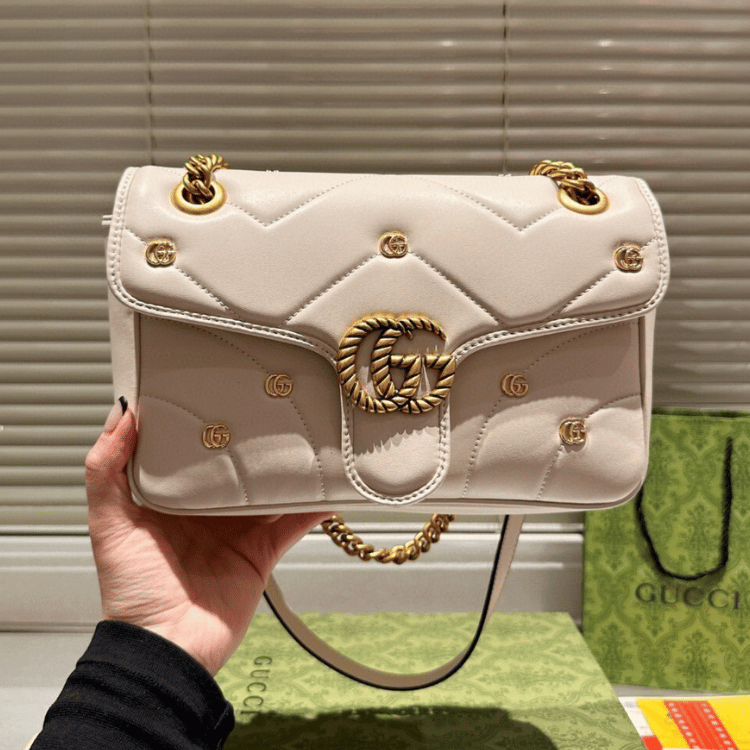 Alternative view of Gucci Gg Marmont Large Studded Matelass?? Shoulder Bag Ivory White 10.2 Inches