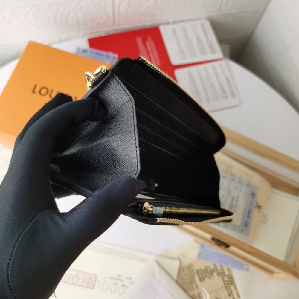 LV Black Canvas & Leather Wristlet - Image 7