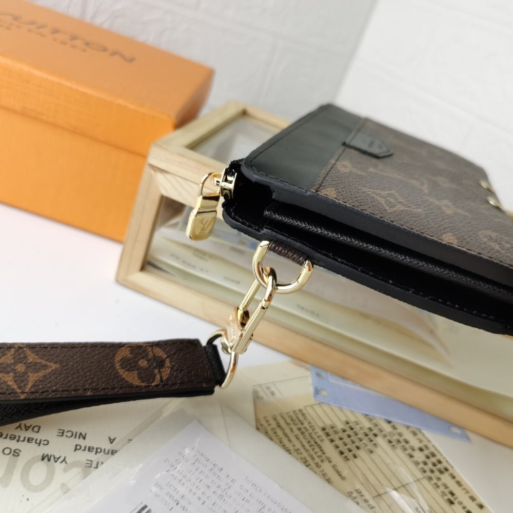 LV Black Canvas & Leather Wristlet - Image 6