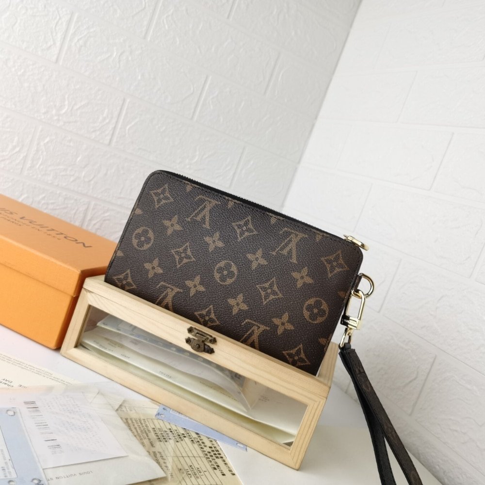 LV Black Canvas & Leather Wristlet - Image 4