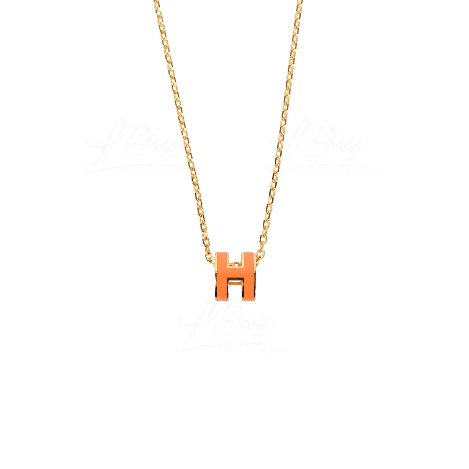 Alternative view of Hermès Orange Enamel Silver Pop H Necklace