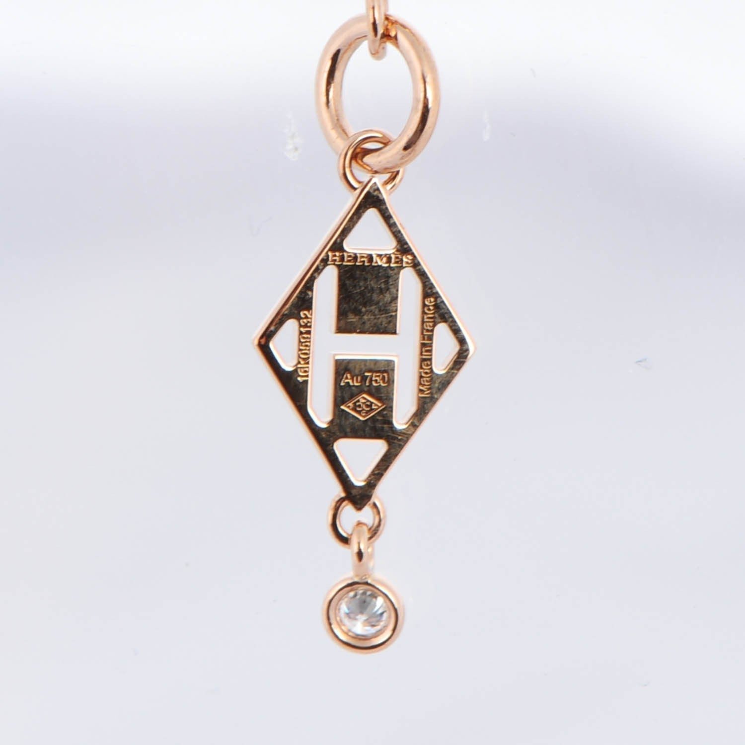 Hermès Diamond Rose Gold Plated H Necklace - Image 11