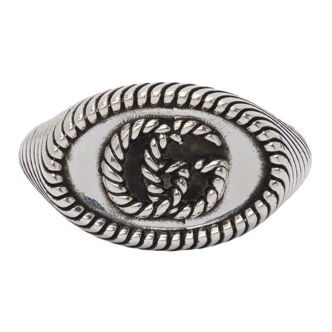 GUCCI Twisted Rope GG Signet Silver Ring - Image 3