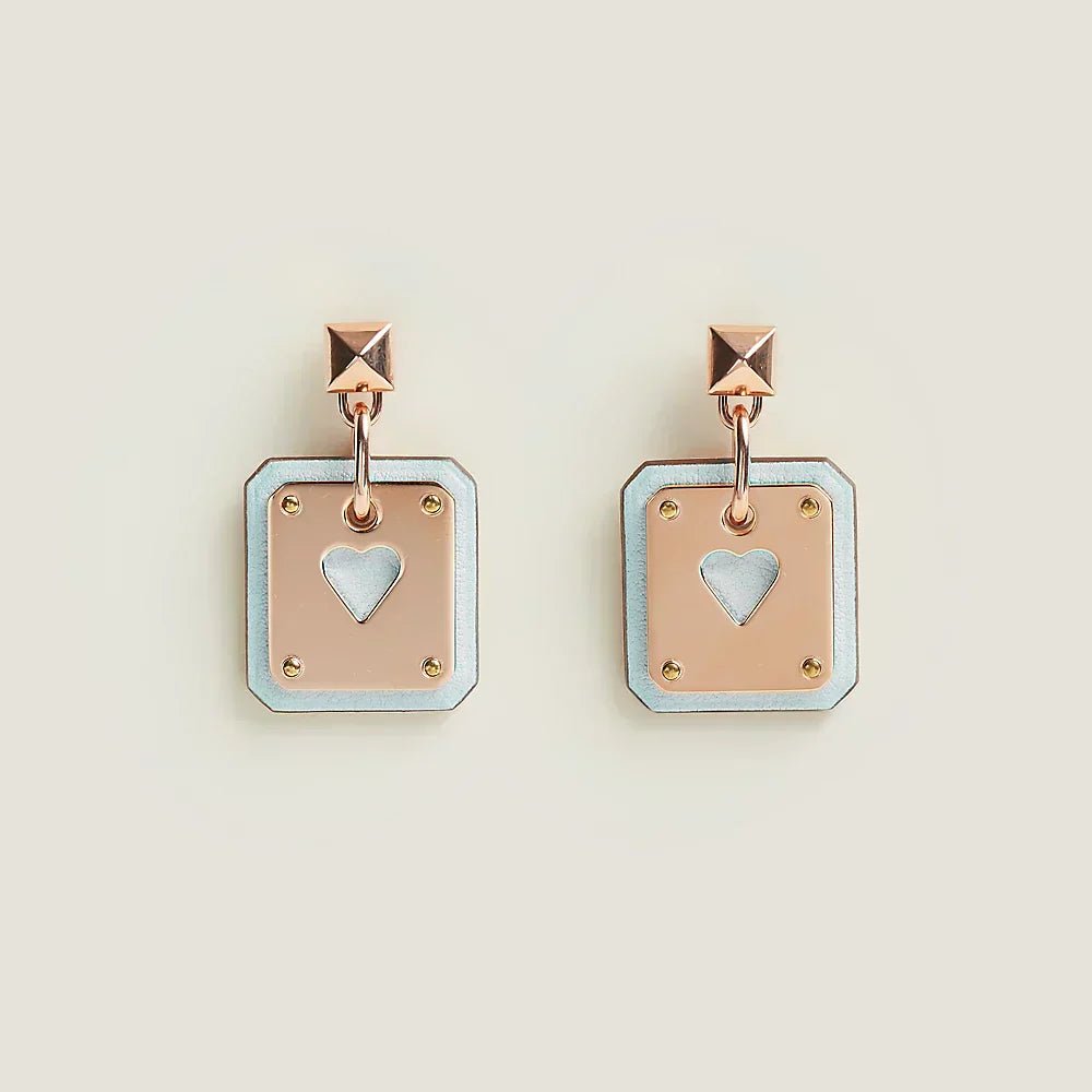 Hermès Rose Gold Plated Light Blue Earrings
