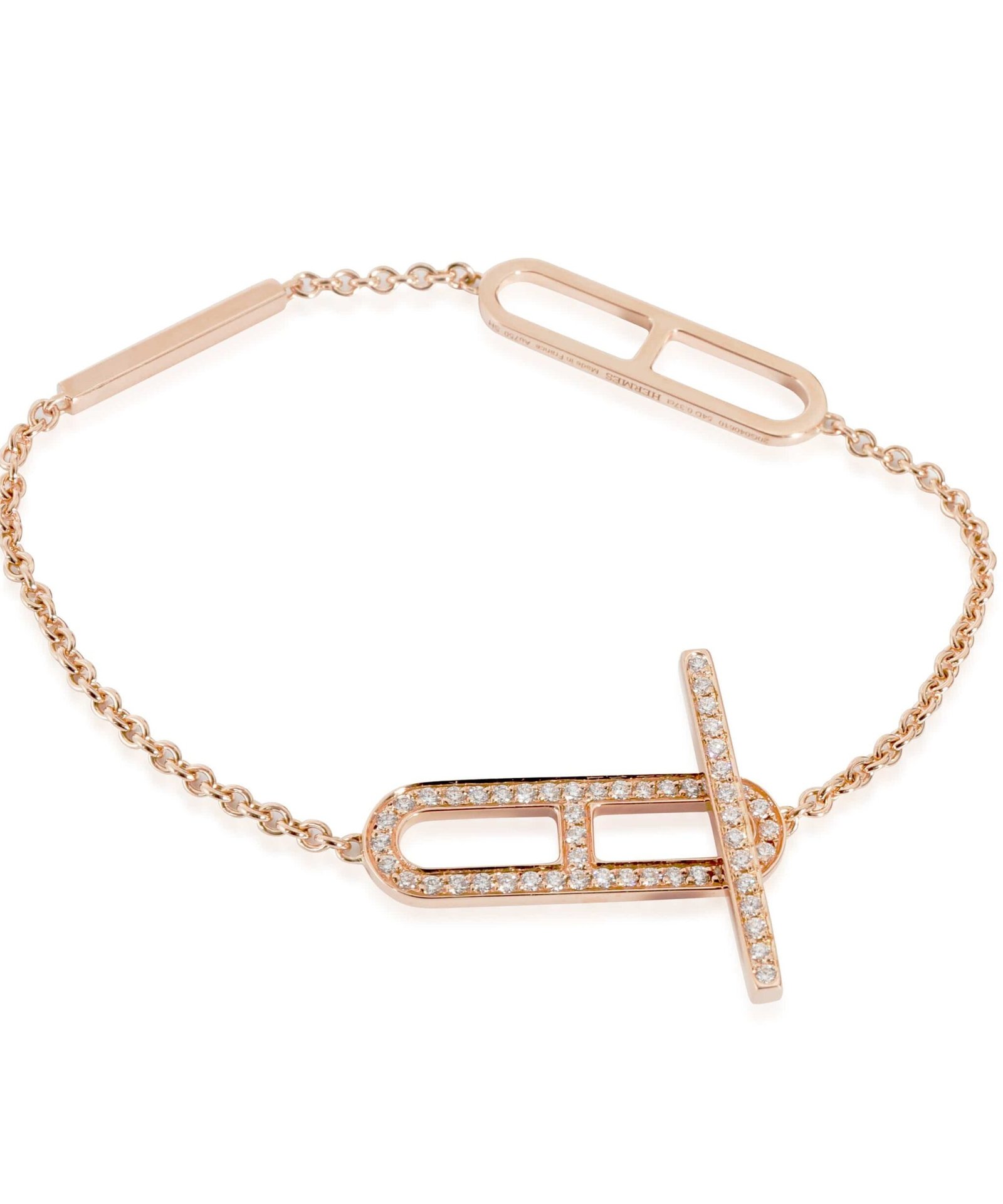 Hermès Rose Gold Slim Pavé Plated Bracelet