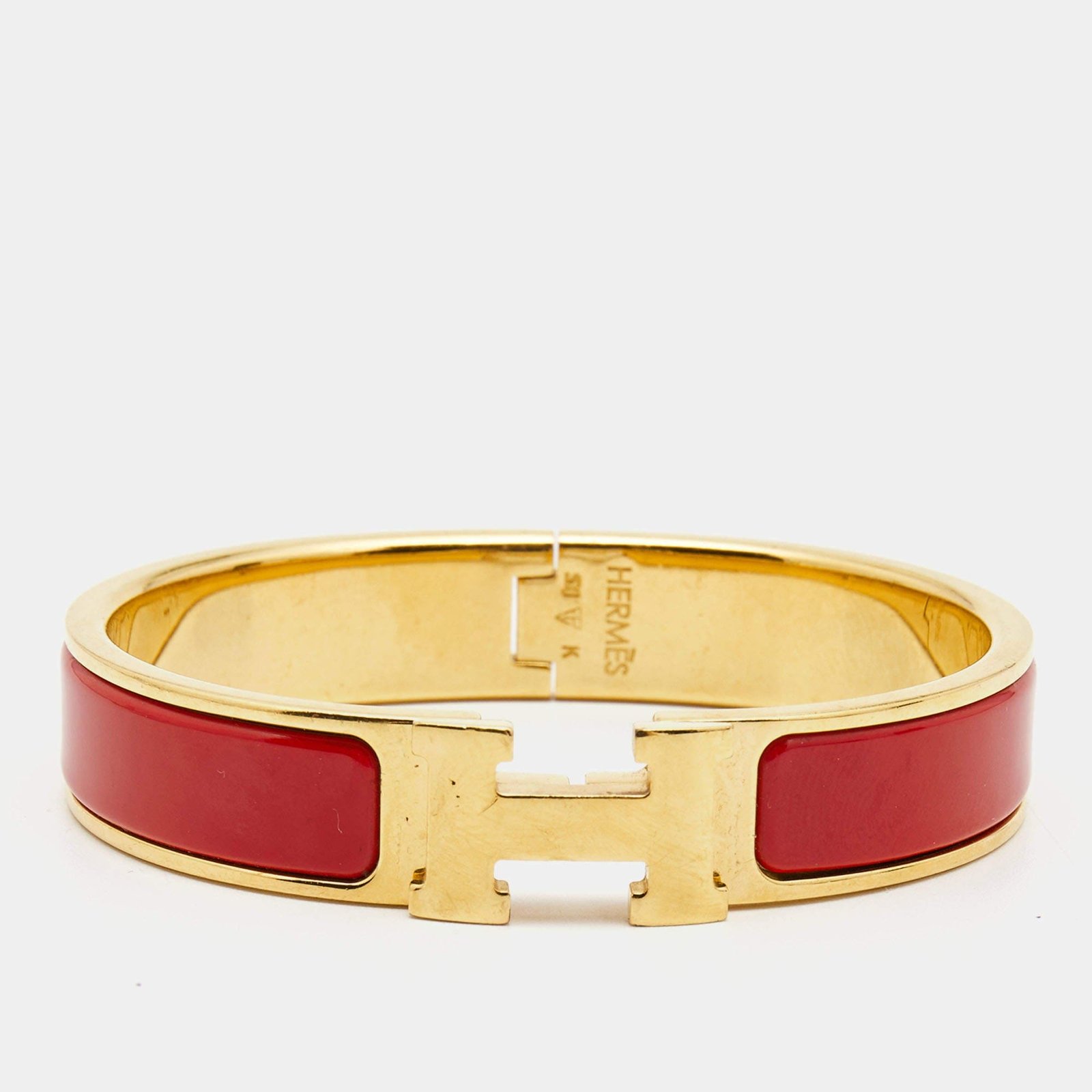 Hermès Gold Plated Red Enamel Bracelet - Image 3