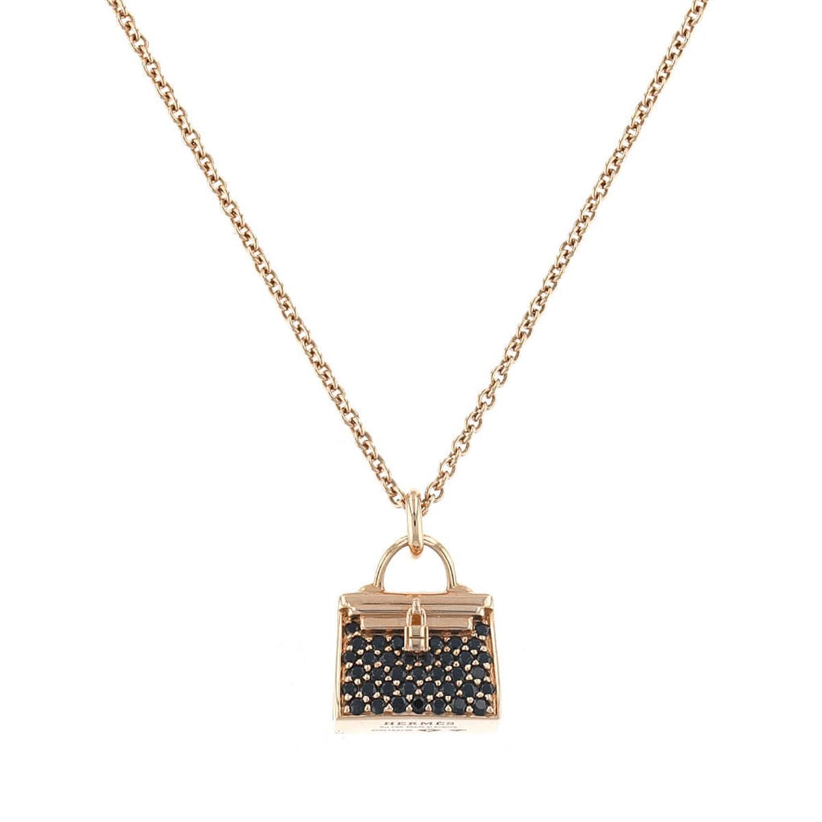 Hermès Crystal Gold Tone Kelly Bag Necklace