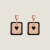 Hermès Rose Gold Leather Heart Drop Earrings