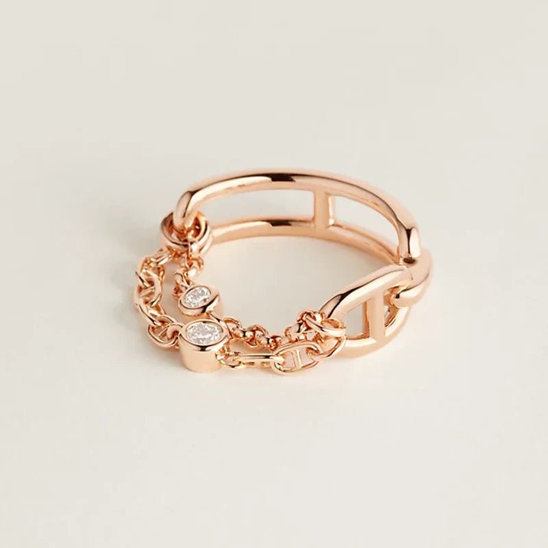 Hermès Rose Gold Plated Double Link Ring