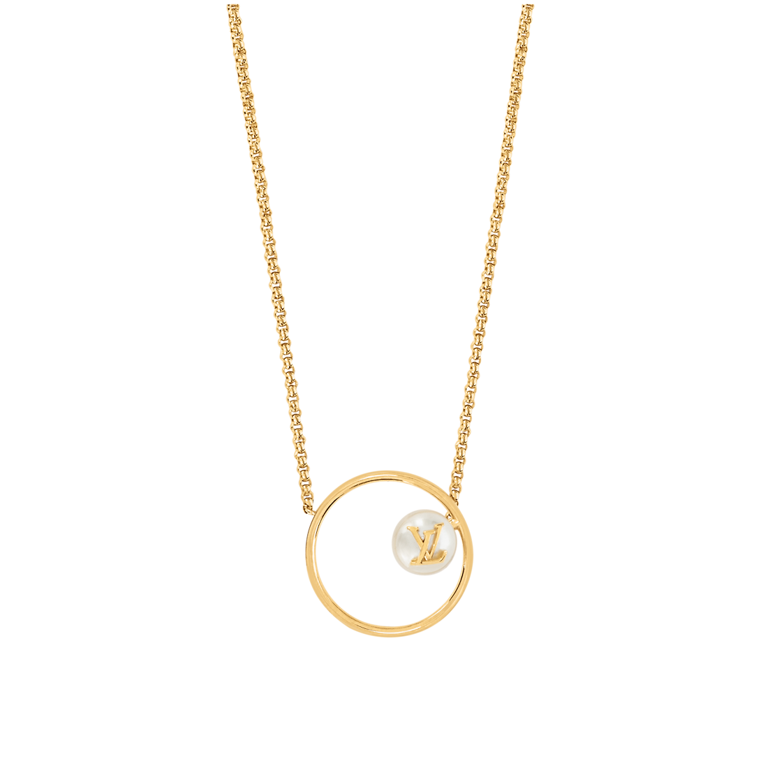 LV Pearl Ring Gold Necklace