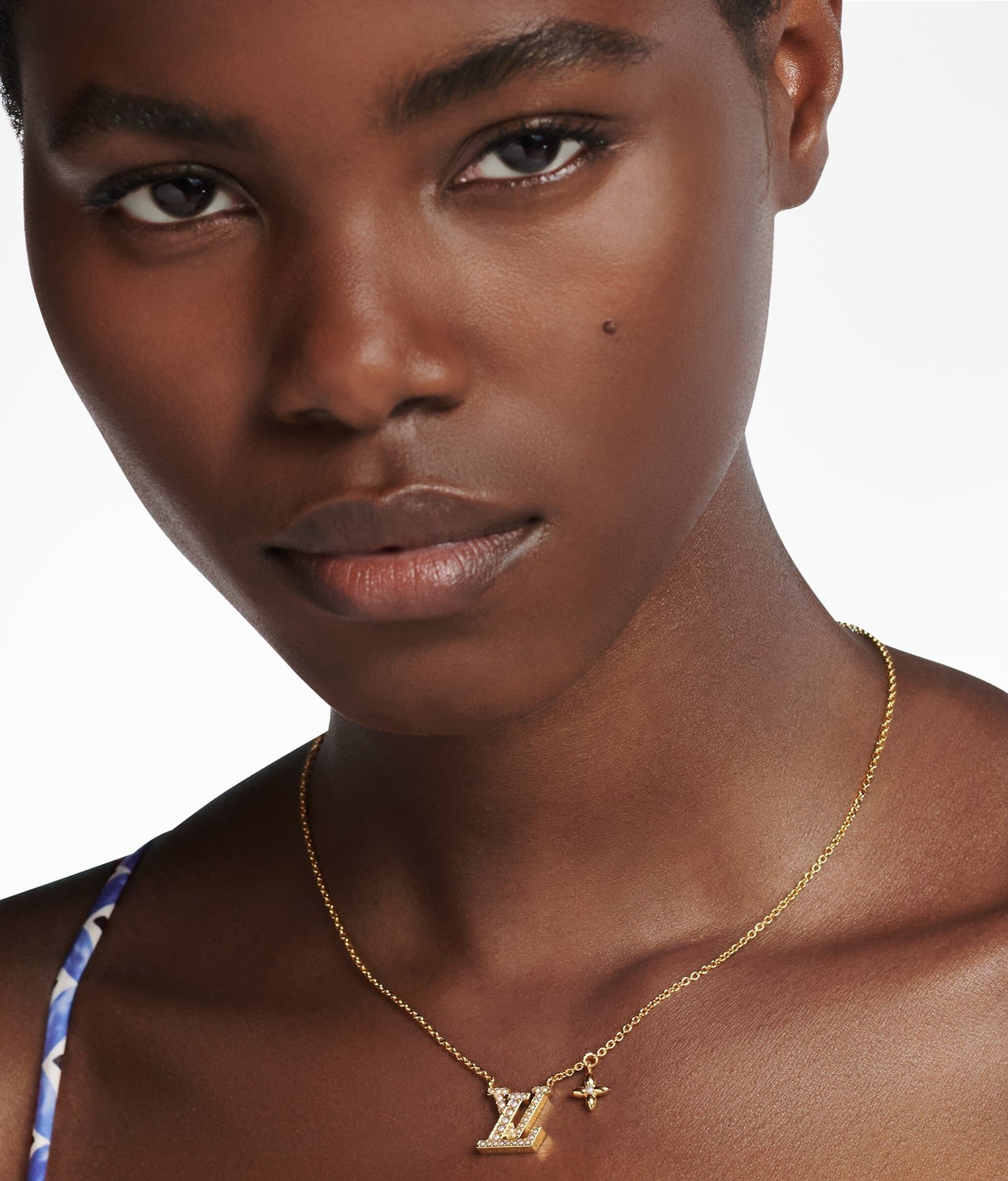 Alternative view of LV Crystal Logo Gold Necklace