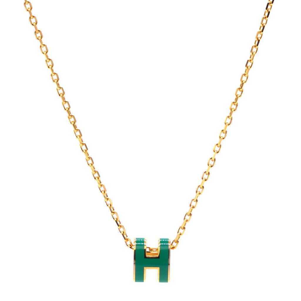 18K Mini Pop Hermes Green Necklace