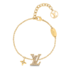LV Crystal Gold-Tone LV Logo Bracelet