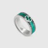 GUCCI Green Enamel Edge GG Band Ring