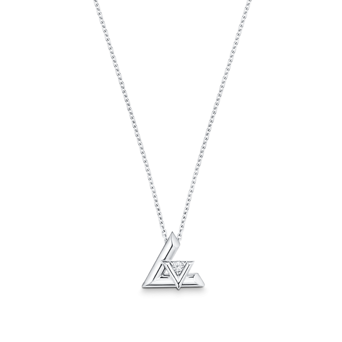 LV Silver Diamond Necklace