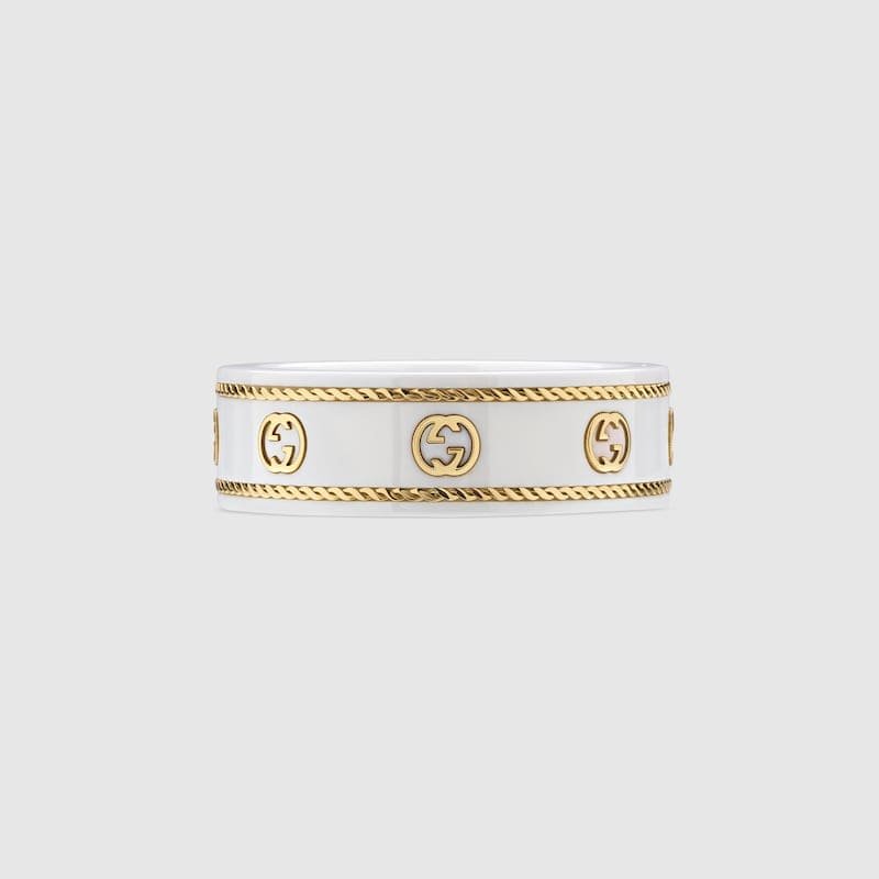 Alternative view of 18K Double Gucci Interlocking Gucci Icon White Zirconia Ring