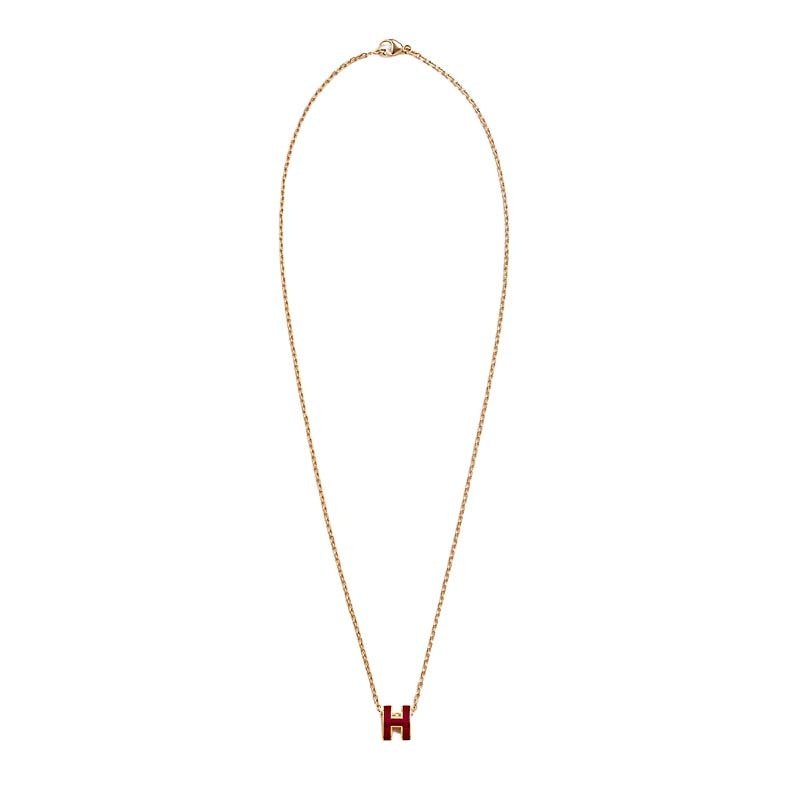 Alternative view of  Hermès Burgundy Enamel Gold Plated Necklace