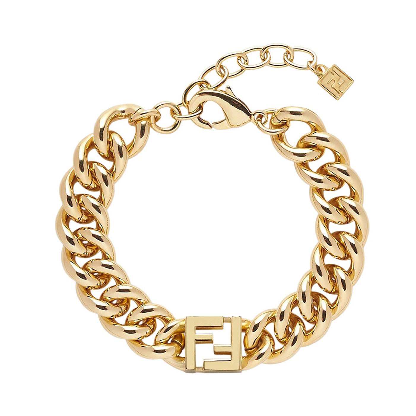 FENDI Metal FF Logo Cuban Chain Bracelet