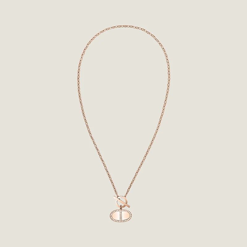 Hermès Rose Gold Diamond Pendant Necklace - Image 6