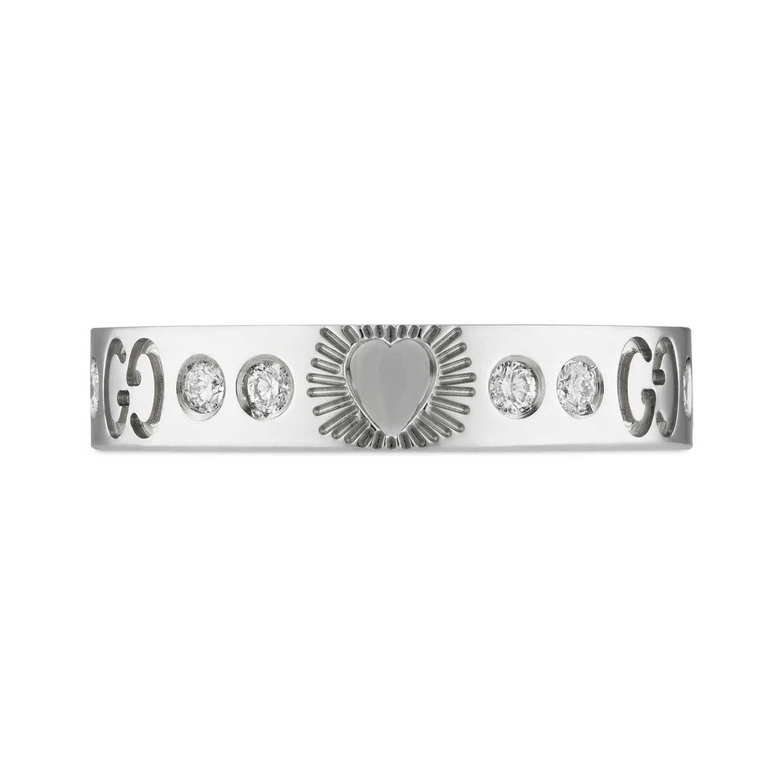 Alternative view of 18K Double Gucci Icon Diamonds White Gold Ring