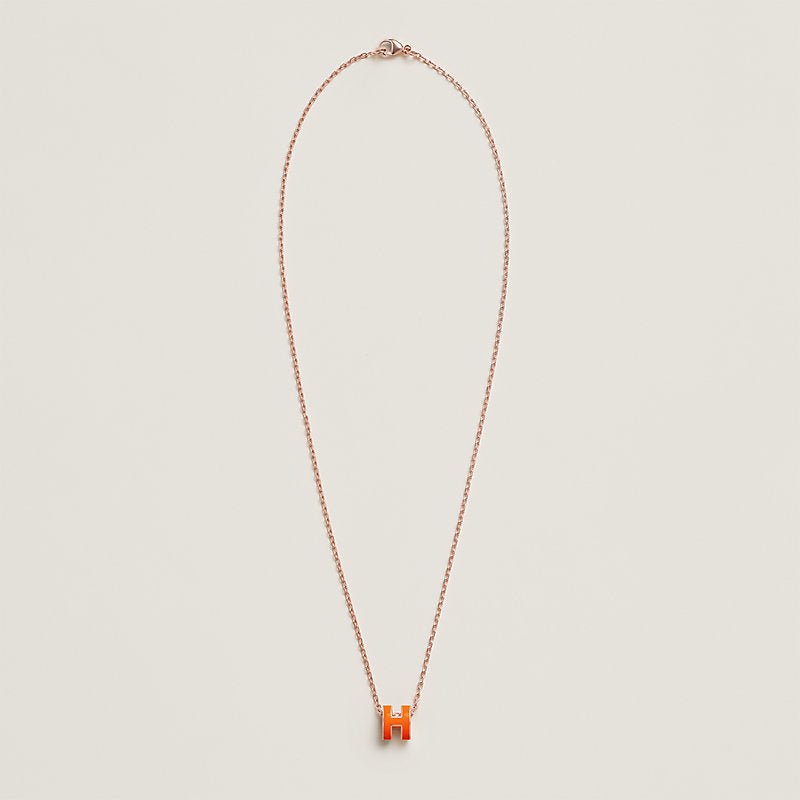 Hermès Orange Enamel Silver Pop H Necklace - Image 4