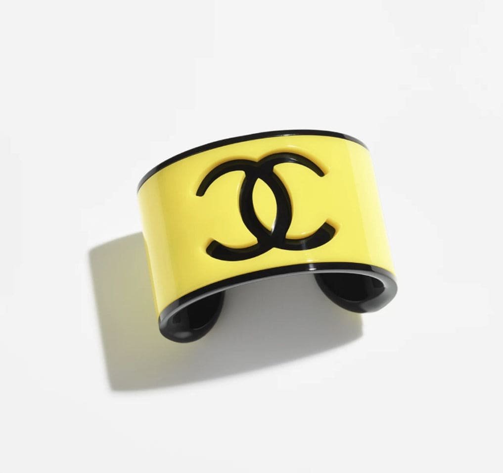 Chanel Yellow Enamel Open CC Ring