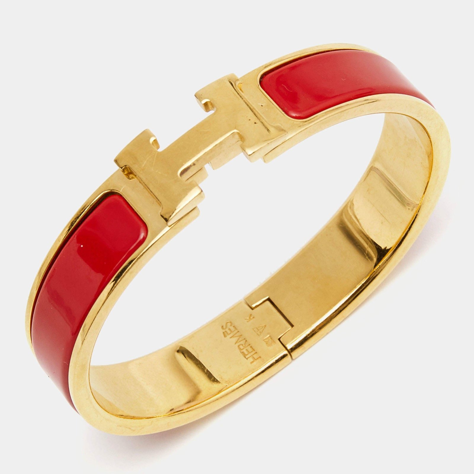 Hermès Gold Plated Red Enamel Bracelet - Image 5