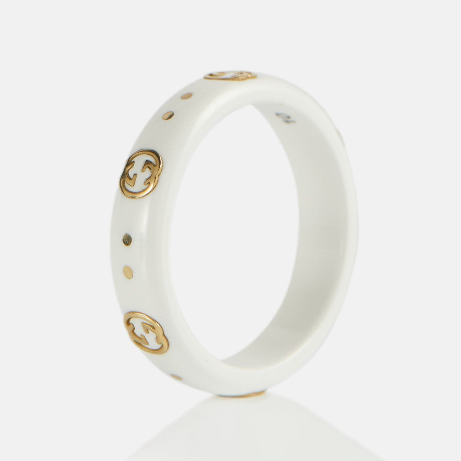18K Double Gucci Icon White Zirconia Ring - Image 5