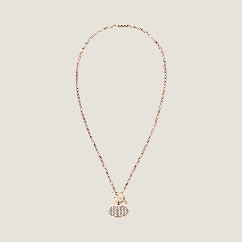 Hermès Rose Gold Diamond Pendant Necklace