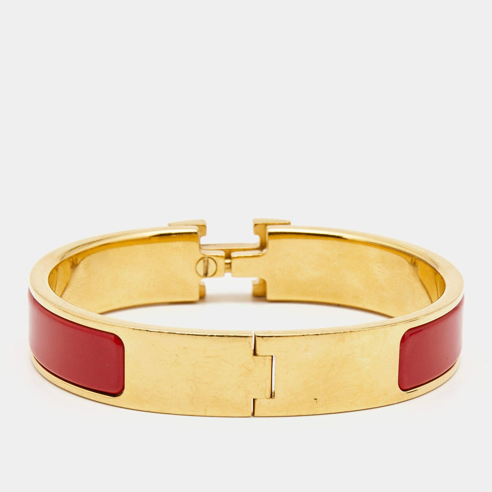 Hermès Gold Plated Red Enamel Bracelet - Image 6
