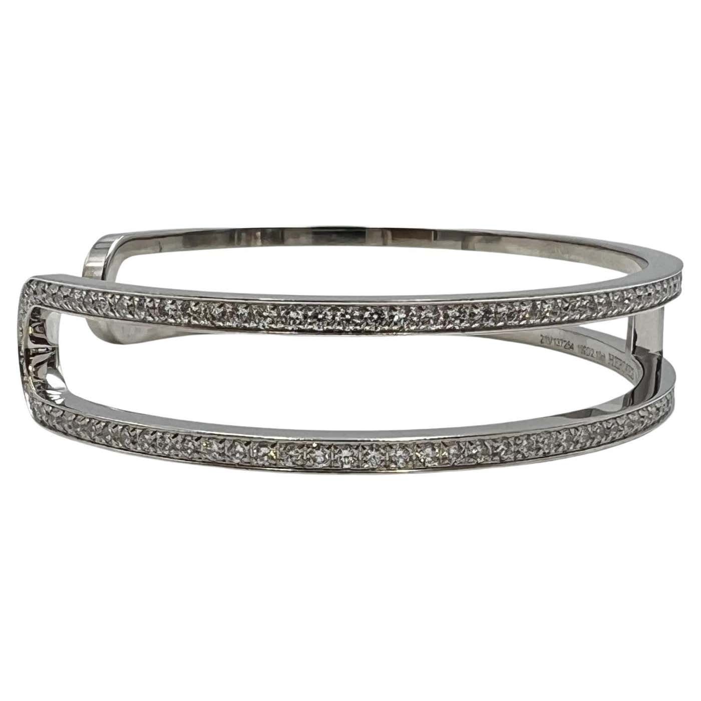 Alternative view of  Hermès Silver Double Band Diamond Bracelet