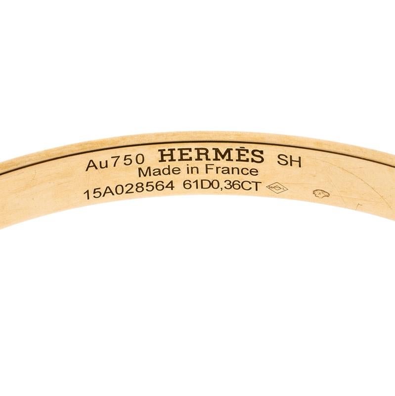 Hermès Gold Kelly Lock Diamond Bangle - Image 4