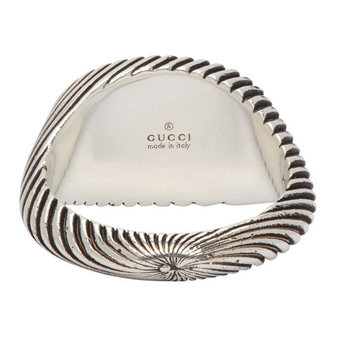 GUCCI Twisted Rope GG Signet Silver Ring - Image 5