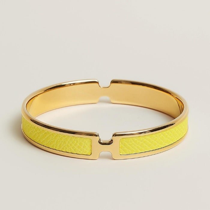Hermès O'Kelly Yellow Leather & Gold Bracelet