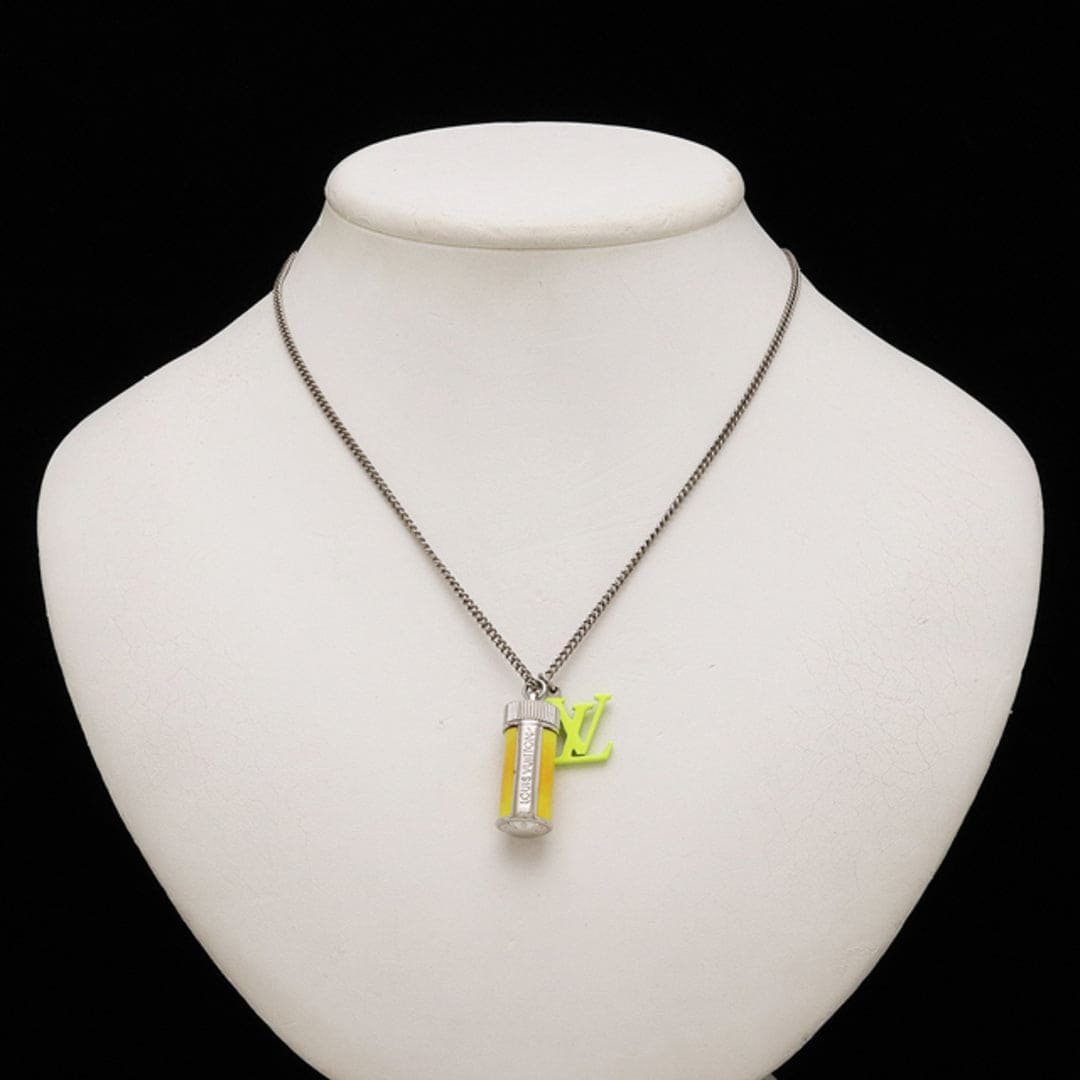 LV Silver Yellow Enamel Cylinder Necklace - Image 6
