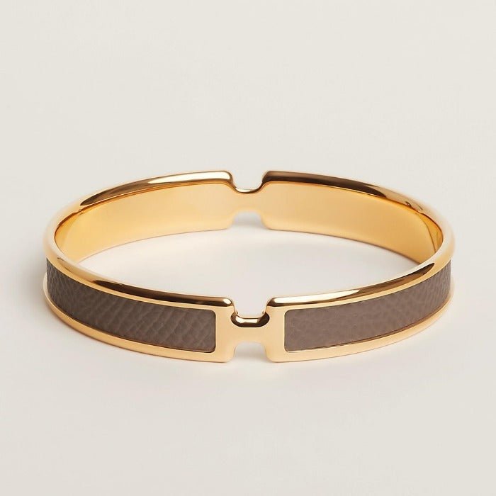 Hermès O'Kelly Grey Leather & Gold Bracelet