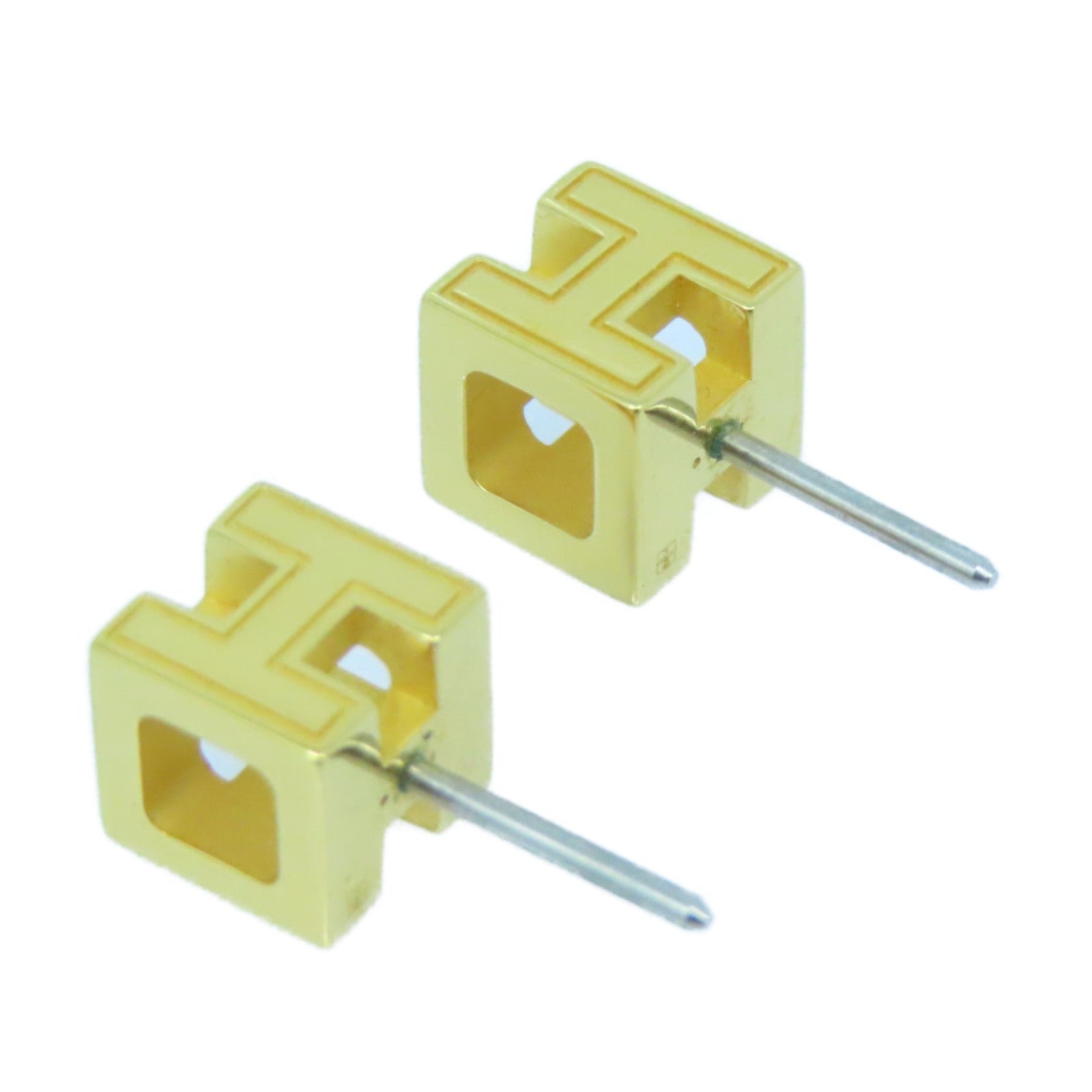 Hermès Plated White Enamel Cube H Earrings - Image 6