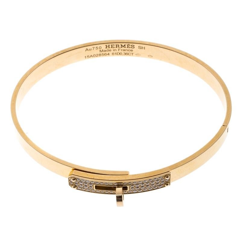 Alternative view of Hermès Yellow Gold Kelly Lock Diamond Bangle