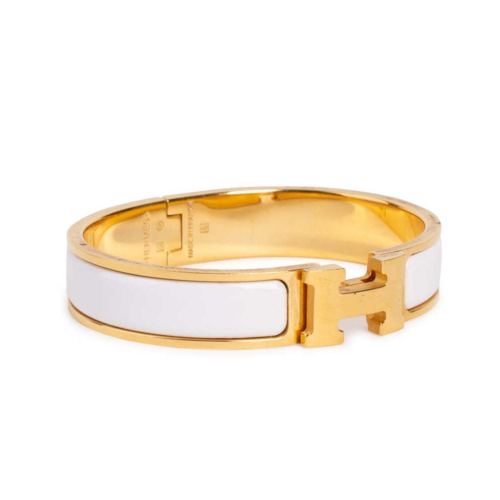 Hermès Gold Plated White Enamel Bracelet - Image 3