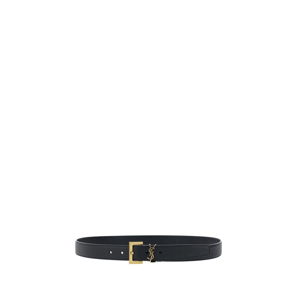 Alternative view of YSL Black Leather Polished Gold Buckle Belt