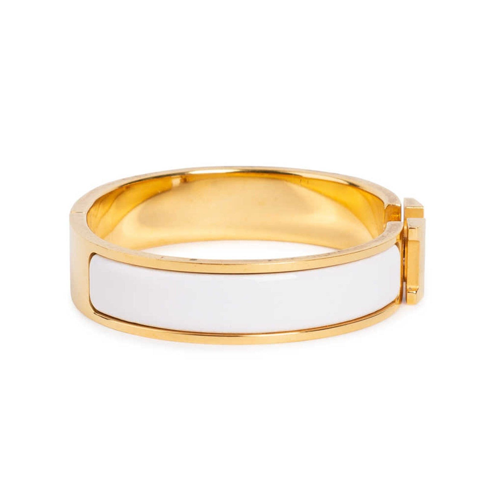 Hermès Gold Plated White Enamel Bracelet - Image 4