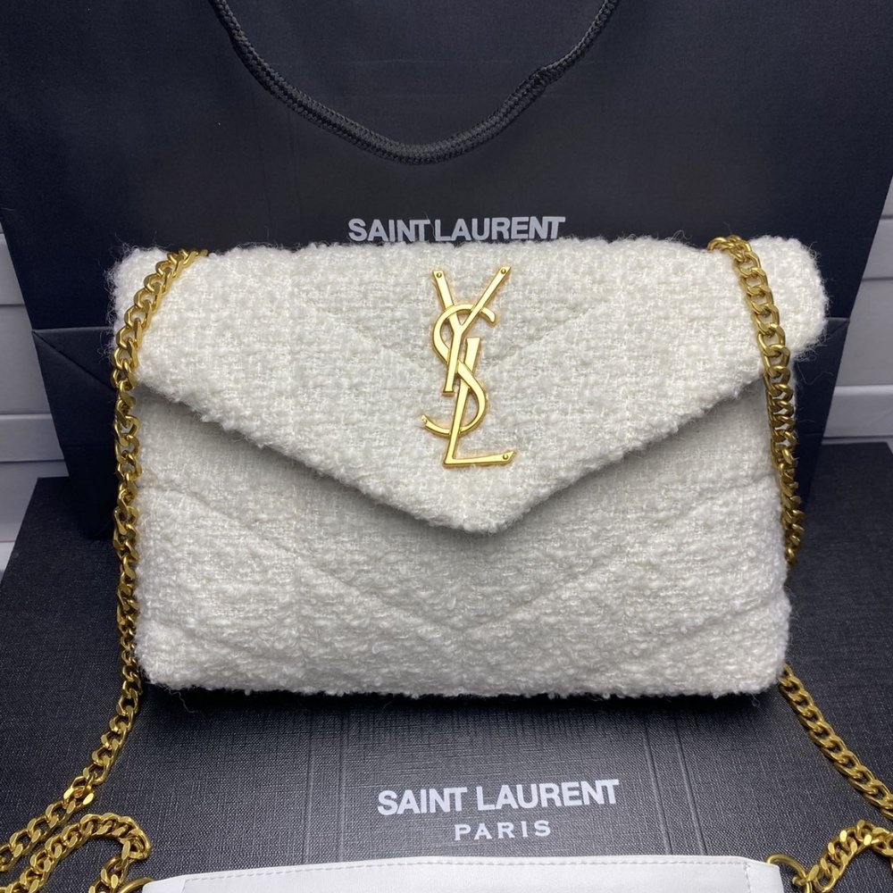 Alternative view of Saint Laurent Small Loulou Boucle Bag White 23Cm