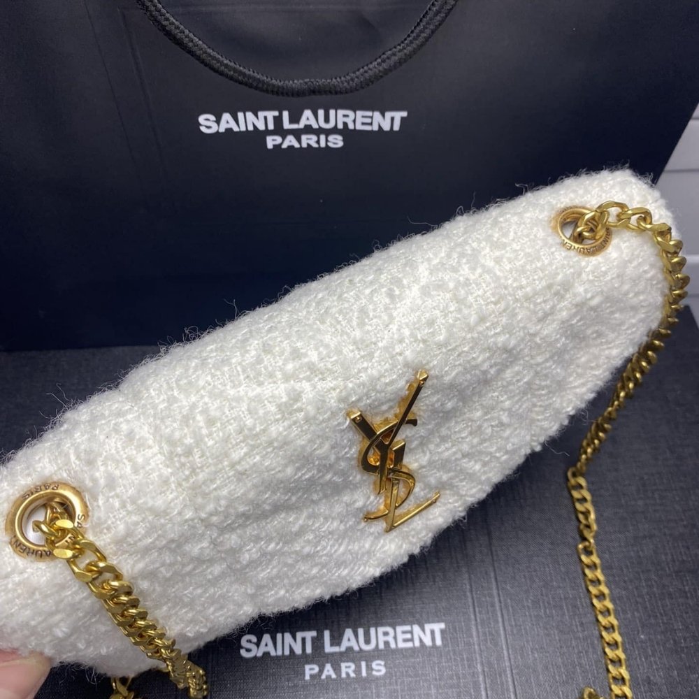 Saint Laurent Small Loulou Boucle Bag White 23Cm - Image 4